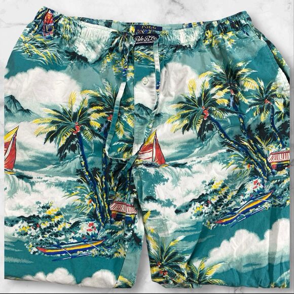 Polo Ralph Lauren's Men's Large Pajama Pants Sleepwear Tropical-Print - Picture 4 of 16